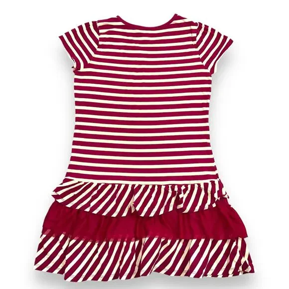 Childrens Place Girls T Shirt Dress Ruffled Stripes Pullover Pink White Large - Picture 4 of 7